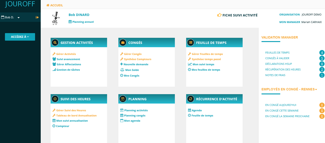 Planification du personnel et suivi des activit�s